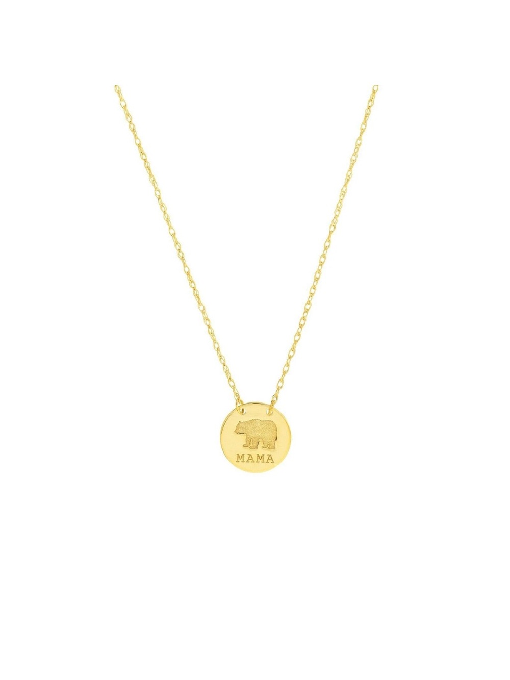 14K Gold 'Mama' Bear Disc Necklace - Women Jewelry
